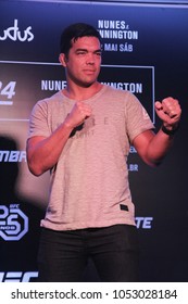 RIO DE JANEIRO, MARCH 20, 2018: Fighter Lyoto Machida During Press Conference Of UFC 224 (Ultimate Fight Championship)