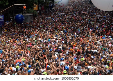 Rio De Janeiro, March 5, 2011.
 Revelers Crowd The Streets Of The City Center During The Parade Of The Bola Preta Block In The Street Carnival Of The City Of Rio De Janeiro, Brazil