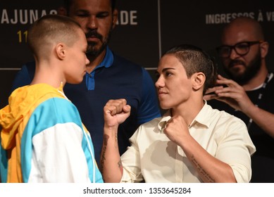 RIO DE JANEIRO, RJ, 28 MARCH 2019: American Wrestler Rose Namajunas Participates In The UFC 237 Event Press Conference Where She Will Fight With Brazil's Jessica Andrade In Rio De Janeiro In Brazil