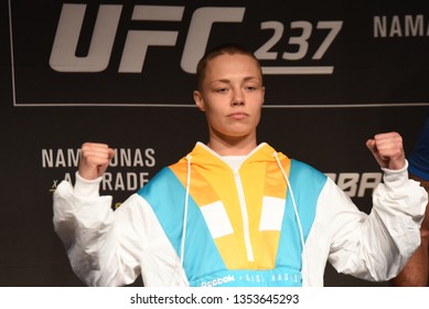 RIO DE JANEIRO, RJ, 28 MARCH 2019: American Wrestler Rose Namajunas Participates In The UFC 237 Event Press Conference Where She Will Fight With Brazil's Jessica Andrade In Rio De Janeiro In Brazil