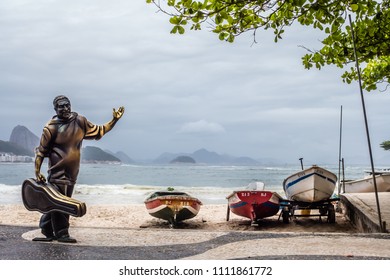 Rio De Janeiro, RJ / Brazil - 09 02 2015: Copacabana Beach In The Morning In Front Of Dorival Caymmi Statue.