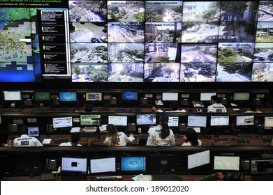 Rio De Janeiro, RJ, Brazil-December 6, 2012: Operation Center, Monitoring Citywide Safety, Security And Respond To Events And Incidents Based On Inputs Received Across Agencies