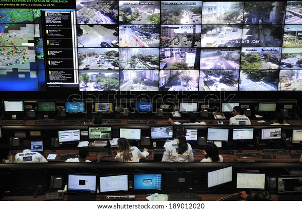 Rio de\
Janeiro, RJ, Brazil-December 6, 2012: Operation Center, monitoring\
citywide safety, security and respond to events and incidents based\
on inputs received across\
agencies