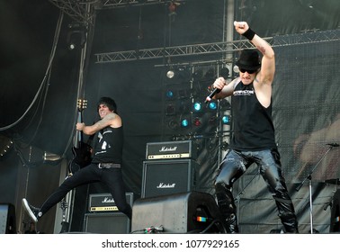 Rio De Janeiro, September 14, 2013.
Vocalist Michael Emanuel Known As Michale Graves And Musician Of The Band Mark Ramones Blitzkrieg, During A Show At Rock In Rio In The City Of Rio De Janeiro.