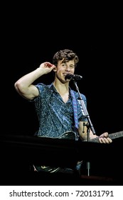 RIO DE JANEIRO, SEPTEMBER 16, 2017: Singer Shawn Mendes On Stage Of Rock In Rio Festival, Rio De Janeiro.