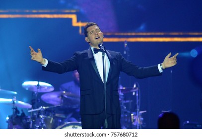 Rio De Janeiro, September 17, 2014.
Singer Michael Bublé During His Show At The HSBC Arena In Rio De Janeiro, Brazil