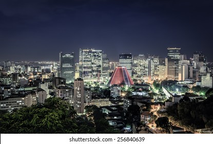 Rio De Janeiro Skyscrapers Night Panorama, Brazil