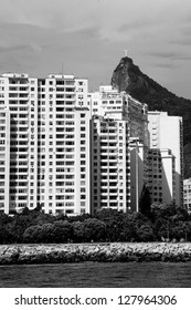 Rio De Janeiro With The Statue Of Christ The Redeemer Overhead.