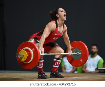 Rio De Janeiro-Brazil, April 10, 2016 Preparation Test For Olympic Games 2016- Weight Lifting