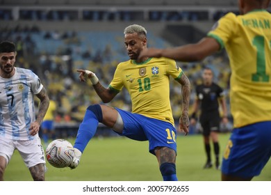 Rio De Janeiro-Brazil, July 10, 2021, Of The Copa America De Futebol Argentina And Brazil At Maracanã Stadium. Argentina Winner Of The 2021 Copa America 