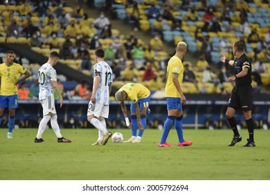 Rio De Janeiro-Brazil, July 10, 2021, Of The Copa America De Futebol Argentina And Brazil At Maracanã Stadium. Argentina Winner Of The 2021 Copa America 