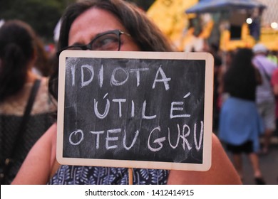 RIO DE JANEIRO,RJ, MAY, 31, 2019 - Thousands of demonstrators protested against the government of Brazilian President Jair Bolsonaro and held a peaceful act late this Thursday (30), in the center of R - Shutterstock ID 1412414915