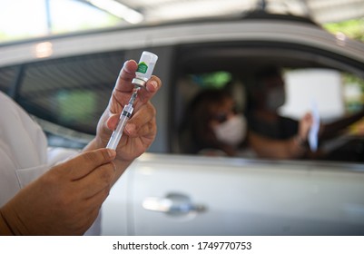 Rio de Janeiro/RJ/Brazil - 03-23-2020: Drive thru of Influenza vaccine offered to the population of Rio de Janeiro (RJ), Brazil, during the coronavirus pandemic.