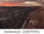 Rio Grande Gorge in Taos County, New Mexico at sunset
