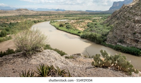 Rio Grande River On The Border Between Texas And Mexico In Big Bend National Park