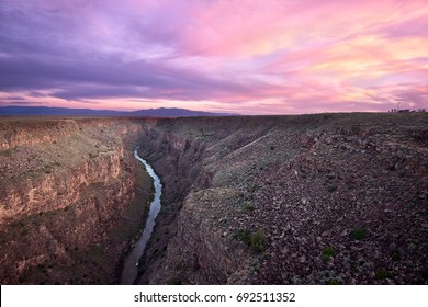 Rio Grande River At Sunset Near Taos New Mexico