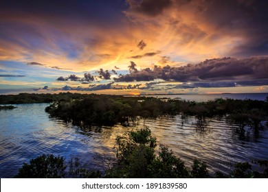 Rio Negro At Sunset. Brazilian Amazon Jungle Cruise.