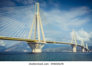 Rio-Antirrio Bridge (Charilaos Trikoupis) in Patras - Shutterstock ID 594035678
