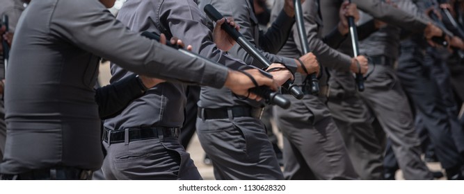  Riot police control the crowd. - Shutterstock ID 1130628320