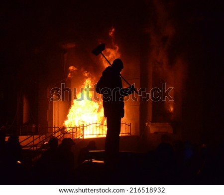 Riots, terrorism, aggression, violence, arson, mayhem, Ukraine