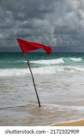 Rip Current Warning On The Beach