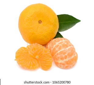 rip tangerine fruits isolated on white background