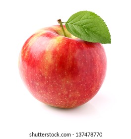 Ripe Apple With Leaf