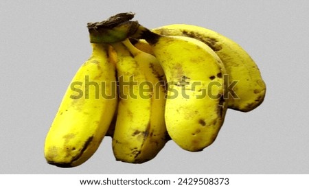 Ripe Banana on White Backgroud 
A close-up shot of a ripe banana isolated on a clean white background. The vibrant yellow peel