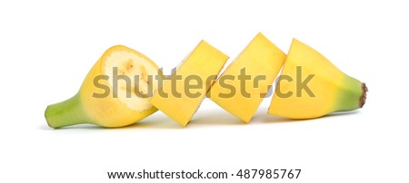 ripe banana slice isolated on white background