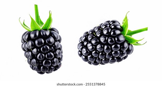 Ripe blackberry isolated on white background
