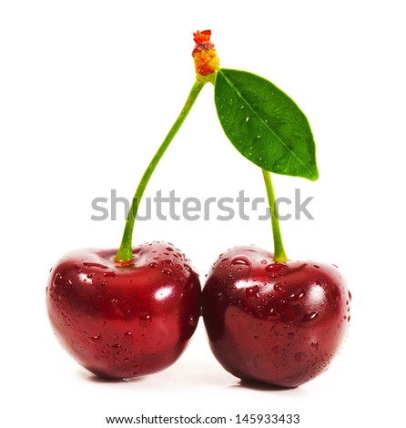 Ripe cherries. isolated on a white background