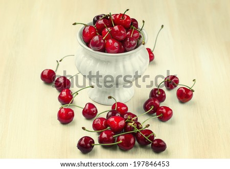 Similar – Image, Stock Photo red ripe fresh cherry