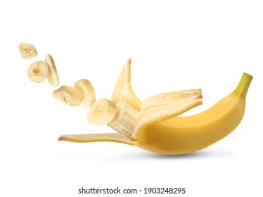 Ripe Cut Banana On White Background