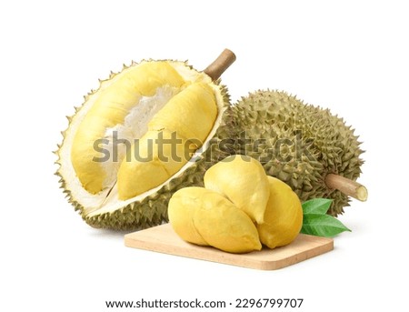 Ripe Durian fruit isolated on white background.