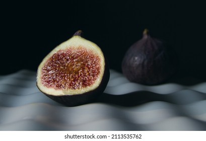 Ripe Figs. Fresh Edible Fig Fruits Of Ficus Carica.