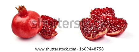 Ripe Fresh Garnet fruit, pomegranate, isolated on white background. Imagine de stoc © 