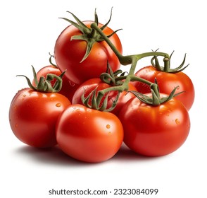 Ripe fresh organic tomatoes, isolated on transparent background	
