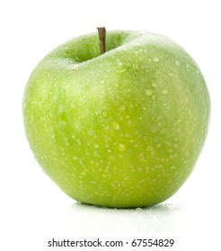 A ripe green apple. Isolated on white
