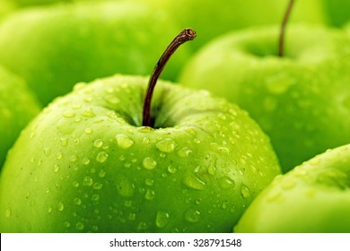 Ripe Green Apples Close Up