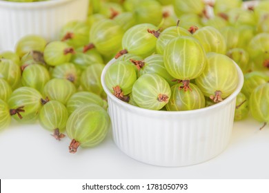 Ripe green gooseberry berry. Green gooseberry isolated on white background