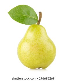 ripe green pear isolated on white background - Shutterstock ID 196695269