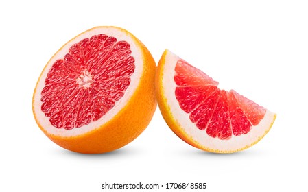 Ripe half of pink grapefruit citrus fruit isolated on white background. full depth of field - Powered by Shutterstock