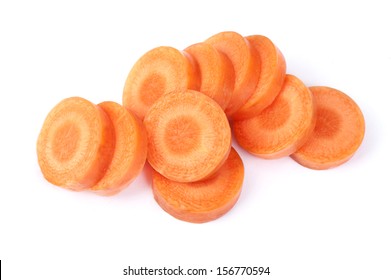 Ripe And Juicy Chopped Carrot On White Background