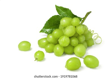 Ripe juicy sweet green grapes bunch isolated on white background - Shutterstock ID 1919781068