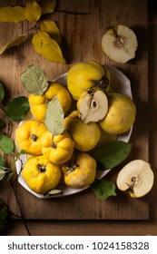 Ripe Large Quince Fruit On A Plate