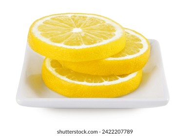 Ripe lemon slices in ceramic bowl isolated on white background with full depth of field. - Powered by Shutterstock