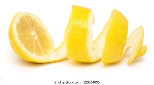 Ripe Lemon Twist Isolated On White