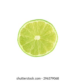 Ripe Lime Cut In Half Isolated Over The White Background, Top View