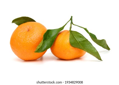 Ripe Mandarin Citrus Isolated Tangerine Mandarine Orange On White Background. 