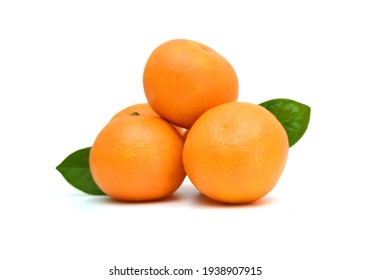 Ripe Mandarin Citrus Isolated Tangerine Mandarine Orange On White Background. 